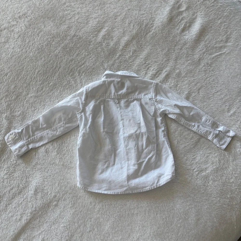 The Childrens Place White Button Down Long Sleeve Shirt Toddler Boys Girl 18-24M